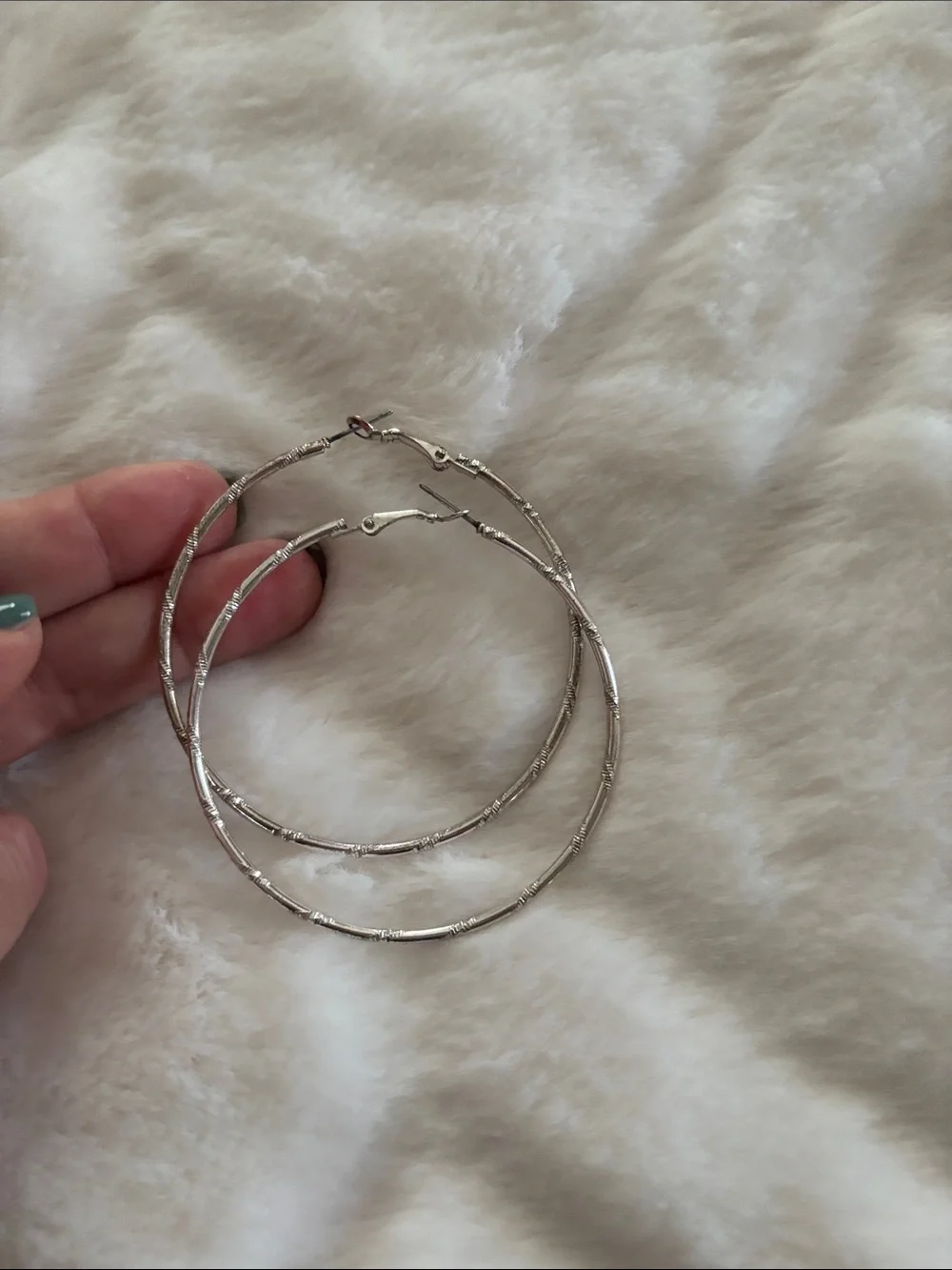 Gold and Silver Textured Hoop Earrings - Women's Fashion Jewelry